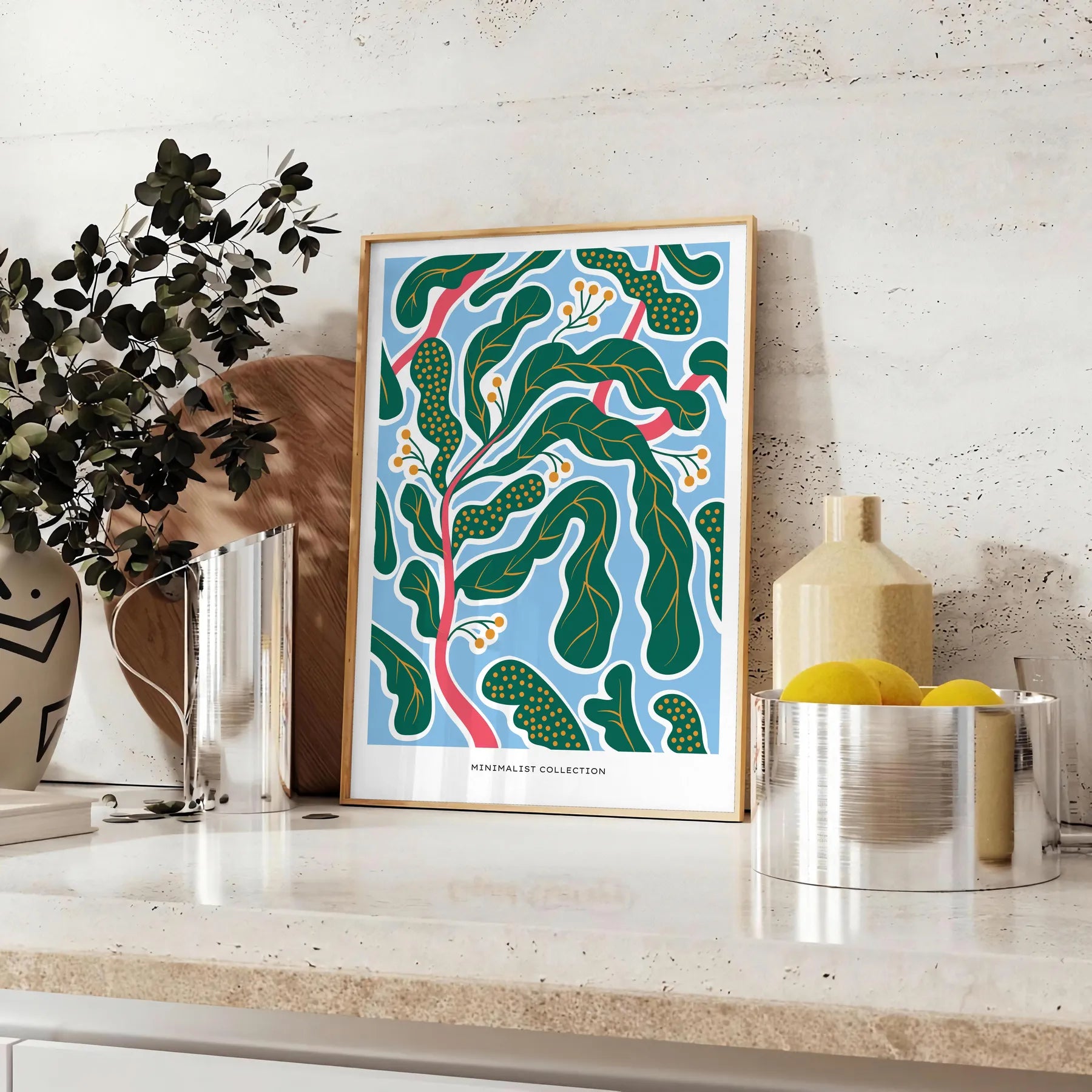 space stunning vintage botanical prints serene green blue hues elegant plant poster perfect wall art piece thoughtful gift nature lover framed frame